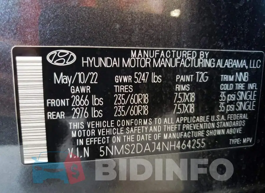 5NMS2DAJ4NH464255 Photo# 12