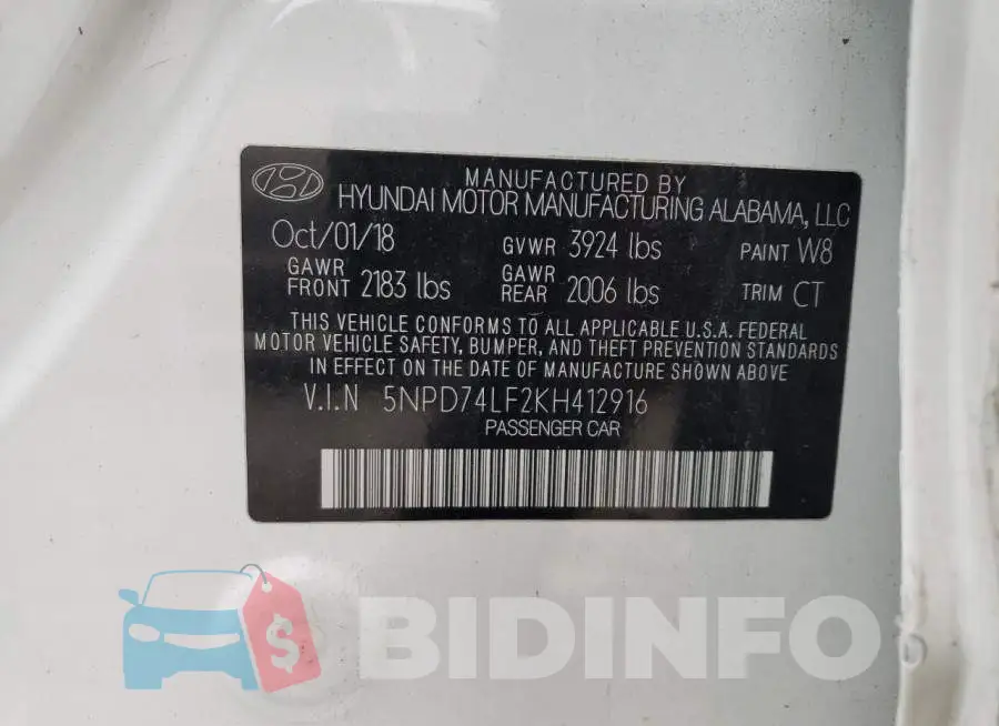 5NPD74LF2KH412916 Photo# 12