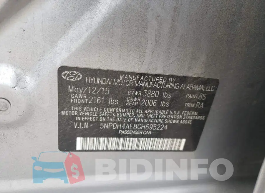 5NPDH4AE8GH695224 Photo# 12
