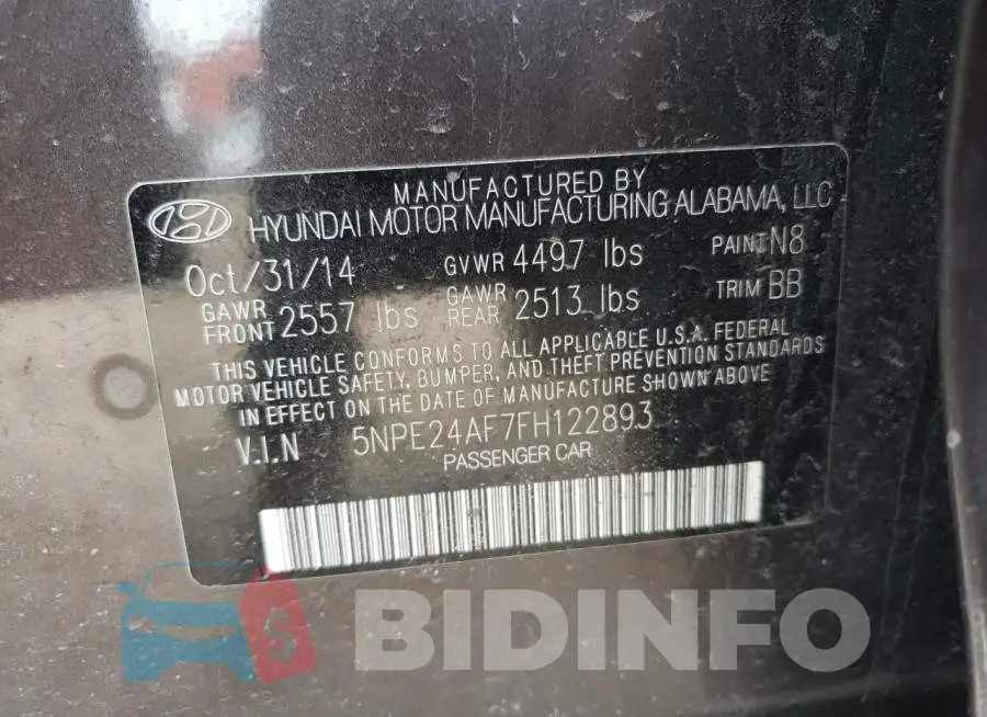 5NPE24AF7FH122893 Photo# 12