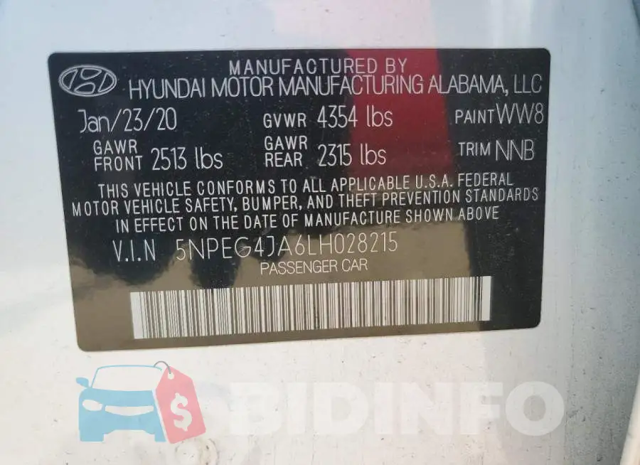 5NPEG4JA6LH028215 Photo# 12