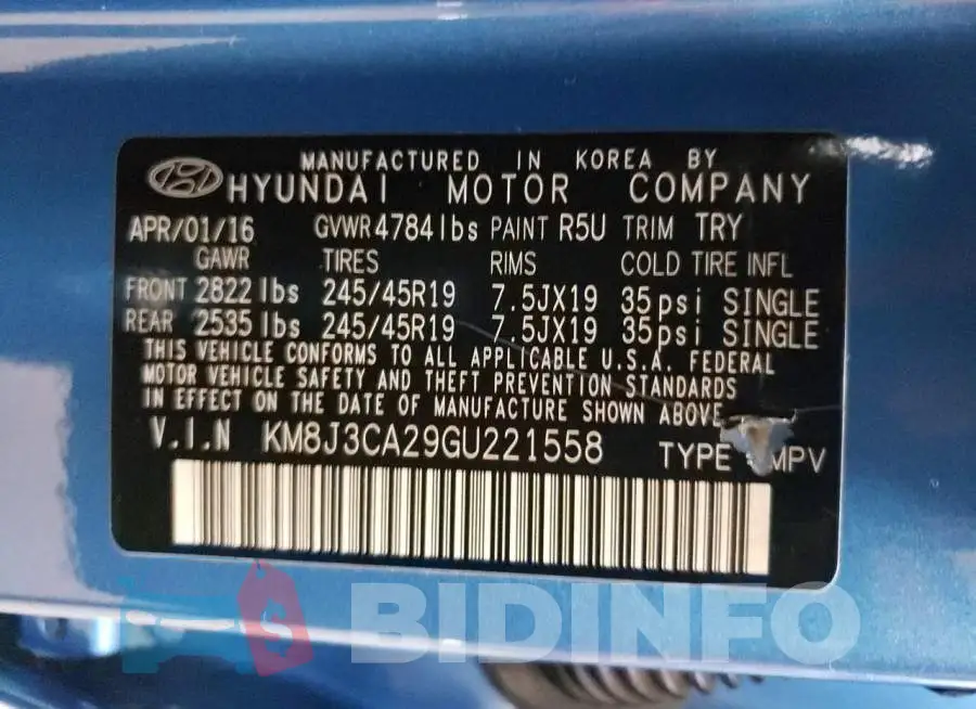 KM8J3CA29GU221558 Photo# 12