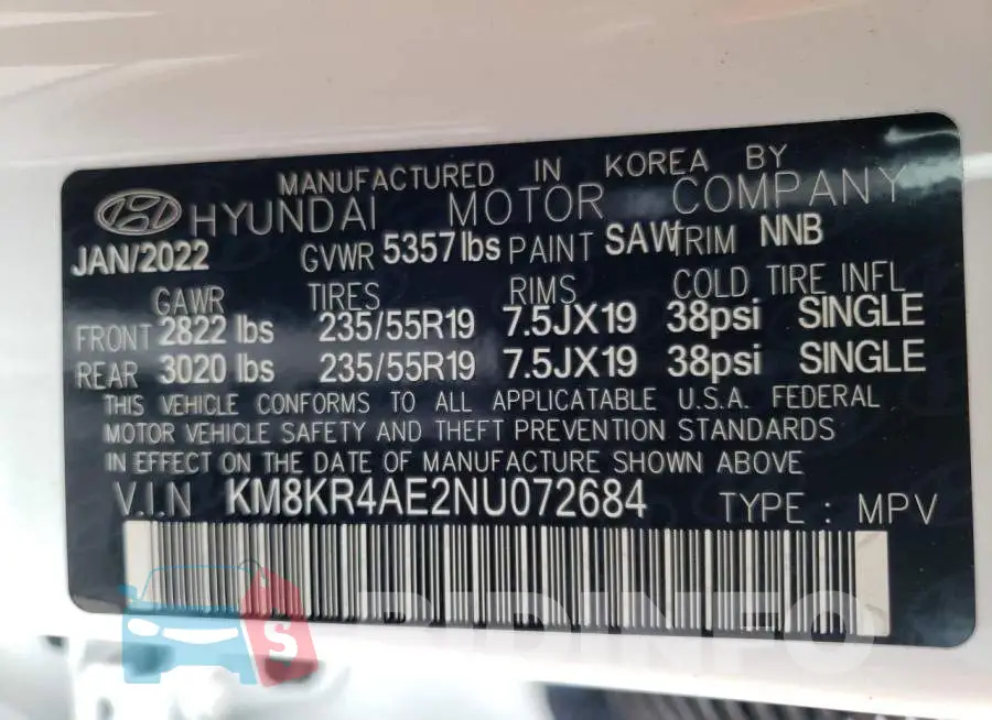 KM8KR4AE2NU072684 Photo# 13
