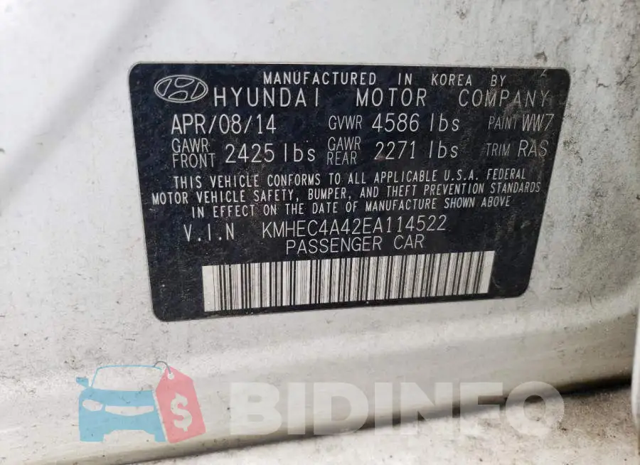 KMHEC4A42EA114522 Photo# 12
