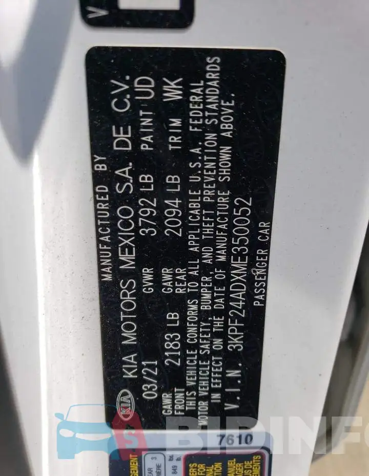 3KPF24ADXME350052 Photo# 13