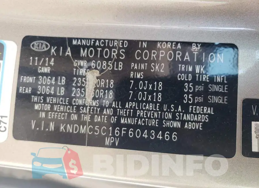 KNDMC5C16F6043466 Photo# 14