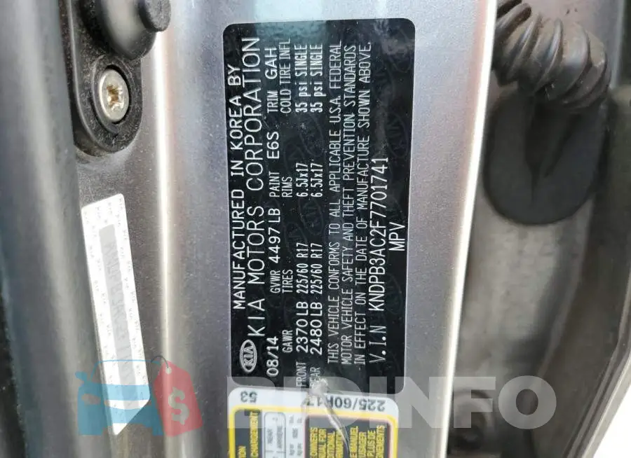 KNDPB3AC2F7701741 Photo# 13