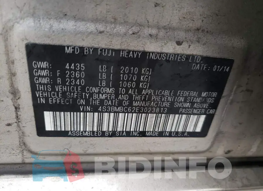 4S3BMBC62E3023813 Photo# 10