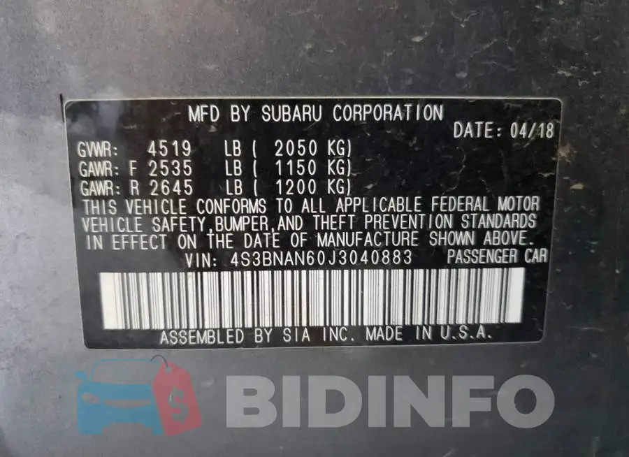 4S3BNAN60J3040883 Photo# 13