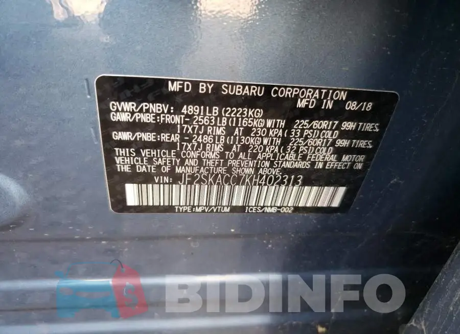 JF2SKACC7KH402313 Photo# 13
