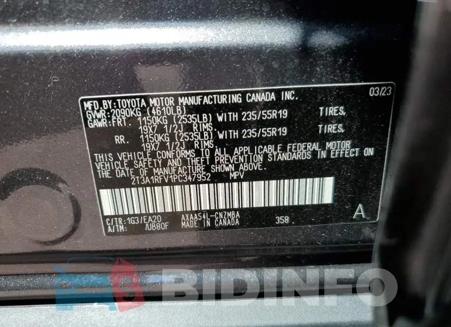 2T3A1RFV1PC347952 Photo# 13