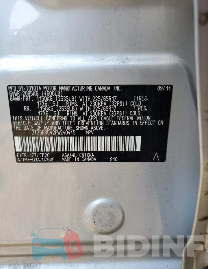 2T3BFREV2FW240445 Photo# 12