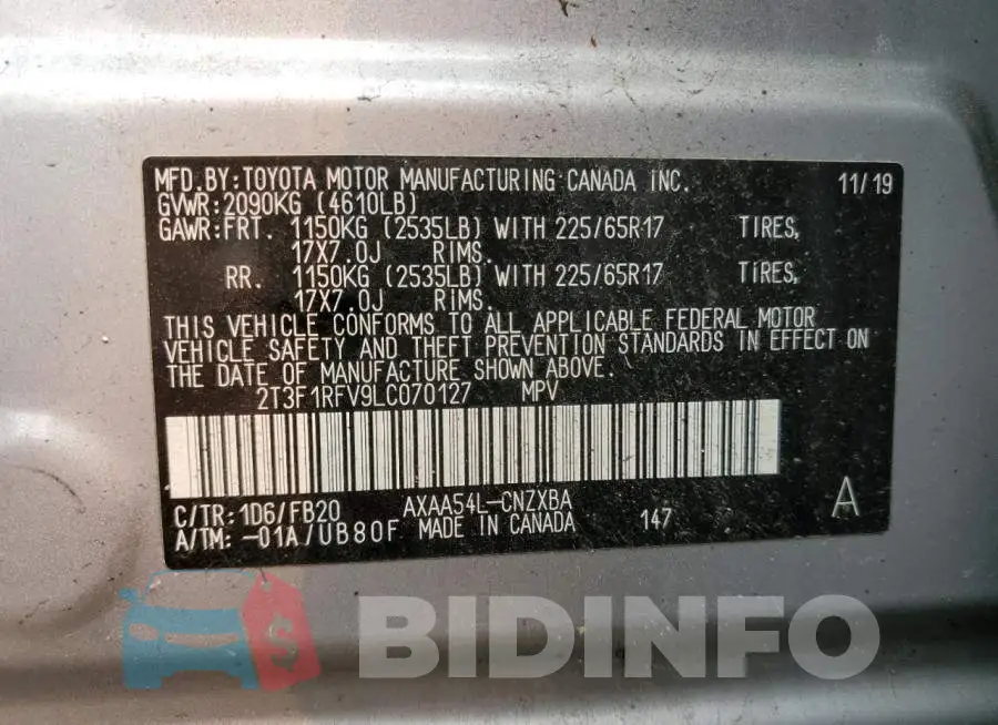 2T3F1RFV9LC070127 Photo# 13