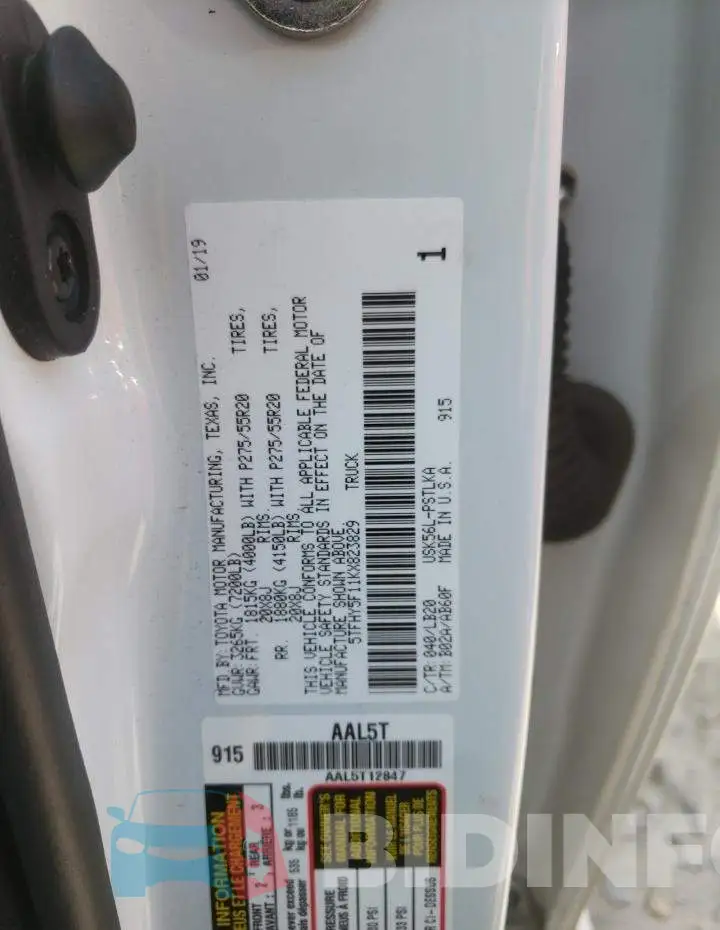 5TFHY5F11KX823829 Photo# 12