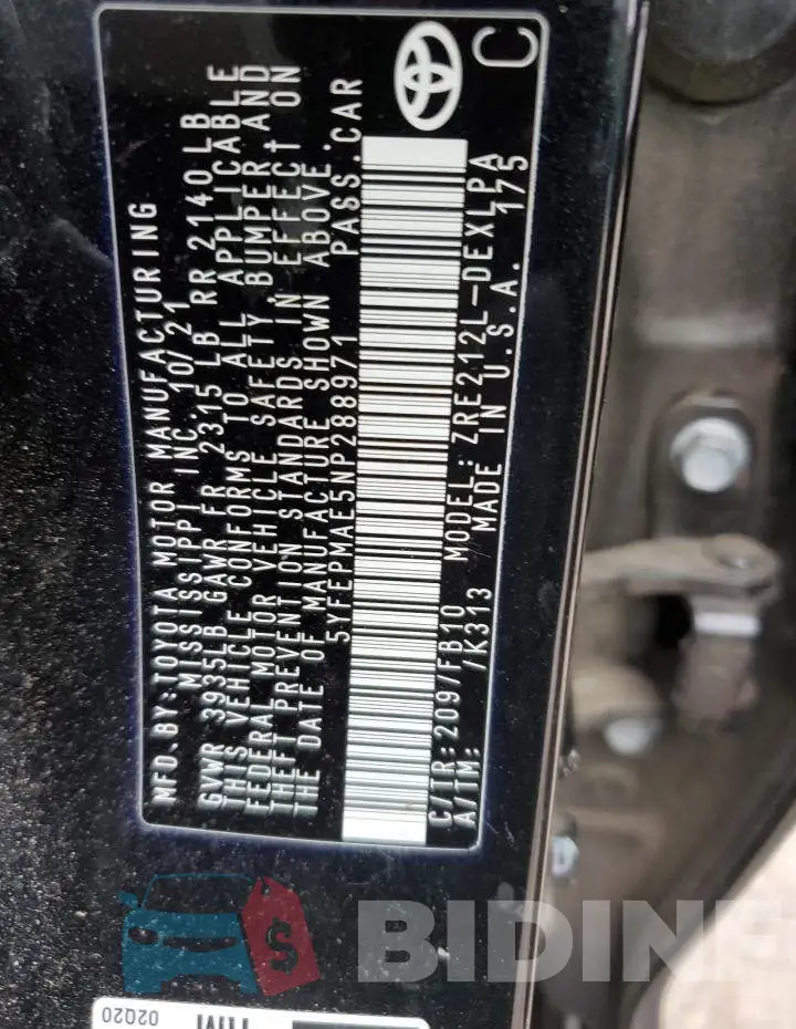 5YFEPMAE5NP288971 Photo# 12