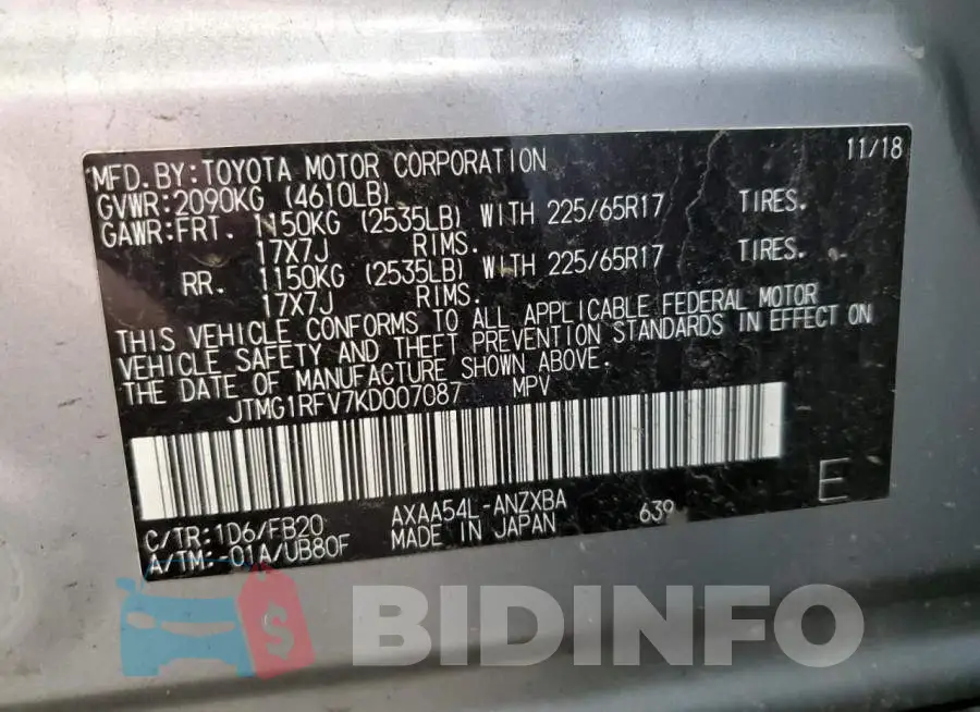 JTMG1RFV7KD007087 Photo# 13