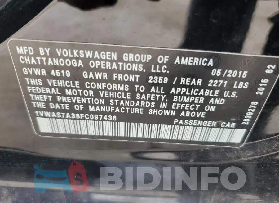 1VWAS7A38FC097436 Photo# 13
