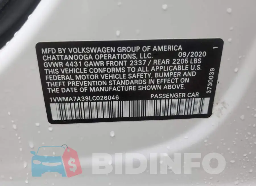 1VWMA7A39LC026046 Photo# 12