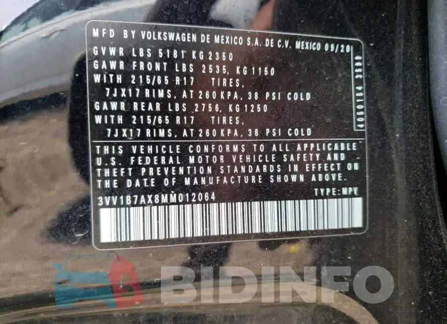 3VV1B7AX8MM012064 Photo# 12