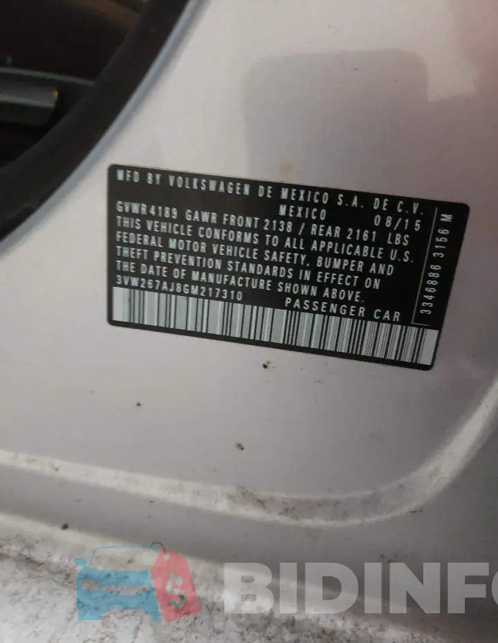 3VW267AJ8GM217310 Photo# 13