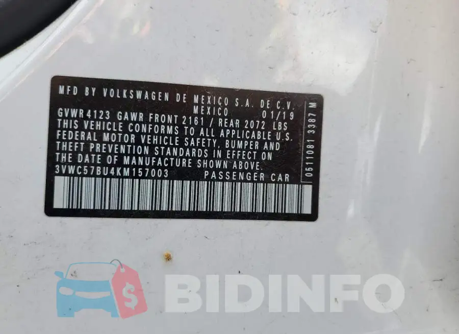 3VWC57BU4KM157003 Photo# 12