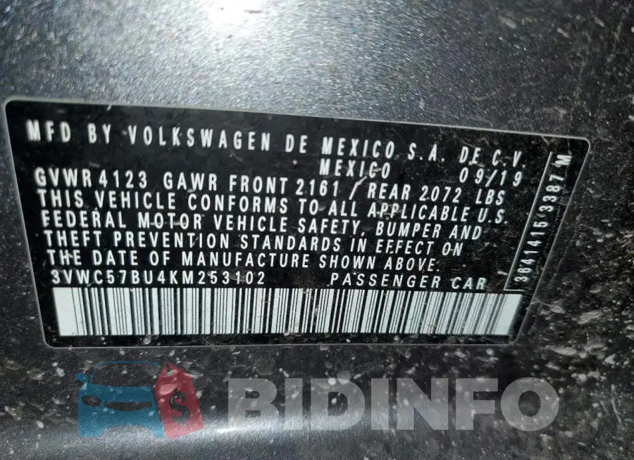 3VWC57BU4KM253102 Photo# 13