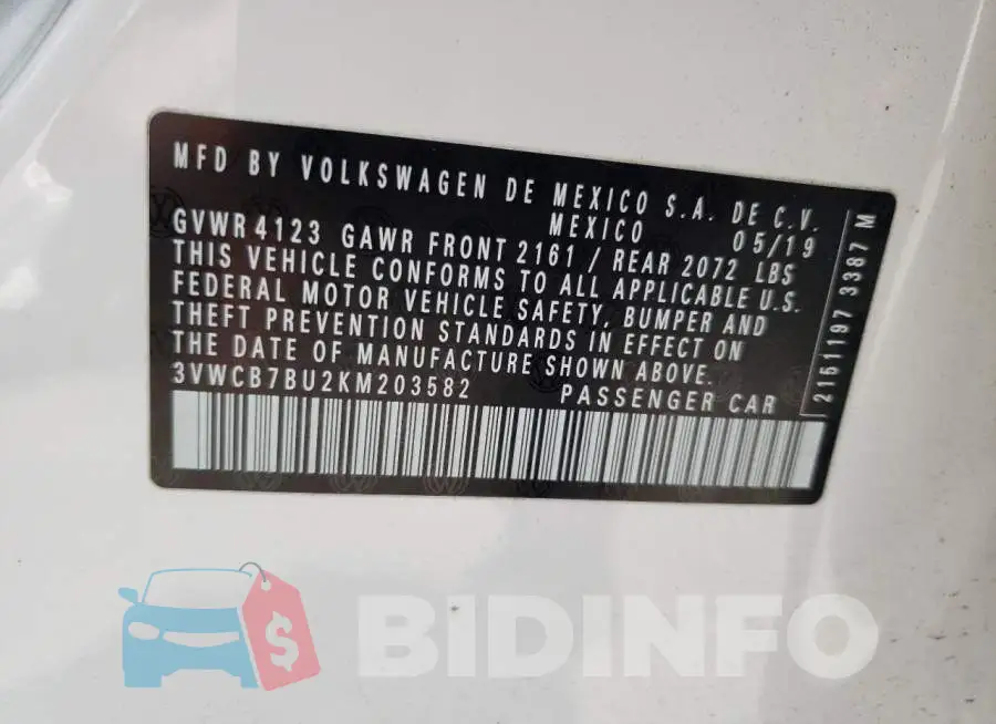 3VWCB7BU2KM203582 Photo# 13