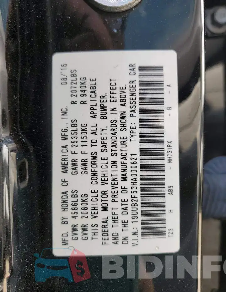 19UUB2F53HA000821 Photo# 12