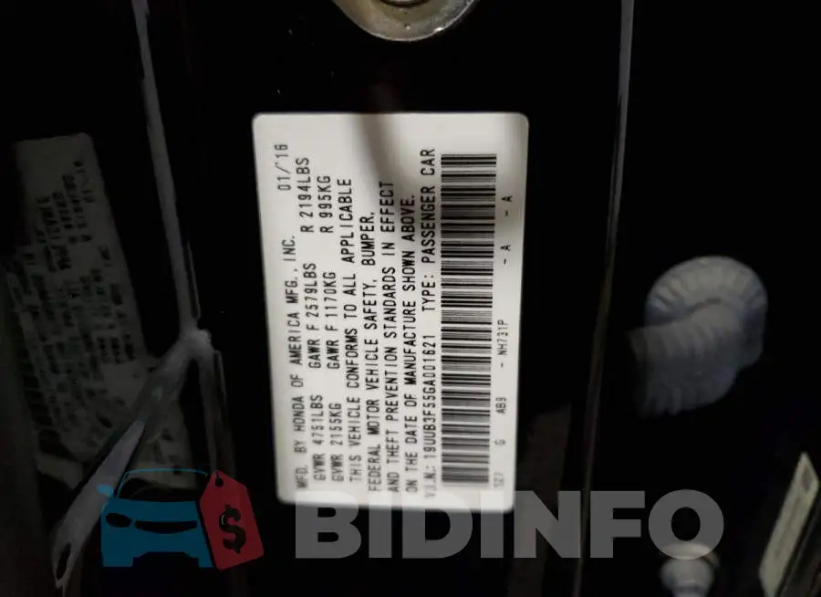 19UUB3F55GA001621 Photo# 12