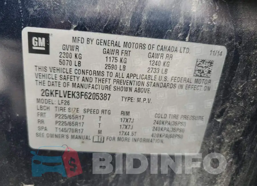 2GKFLVEK3F6205387 Photo# 14