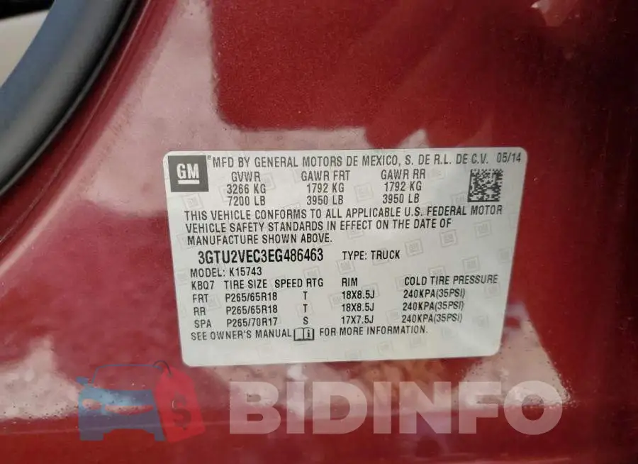 3GTU2VEC3EG486463 Photo# 12