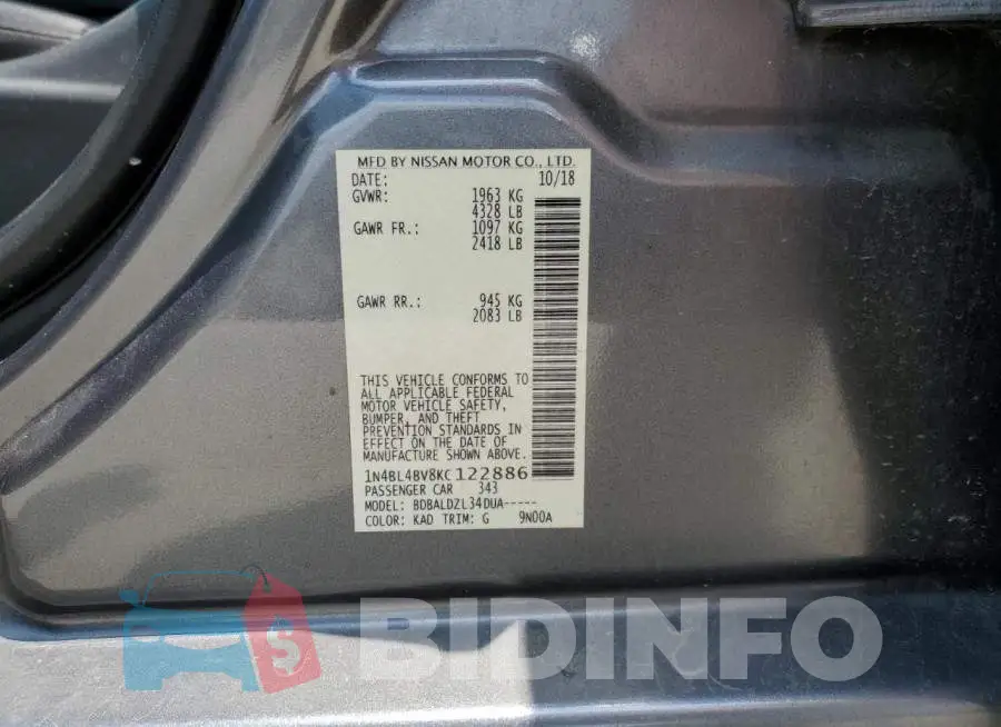 1N4BL4BV8KC122886 Photo# 12