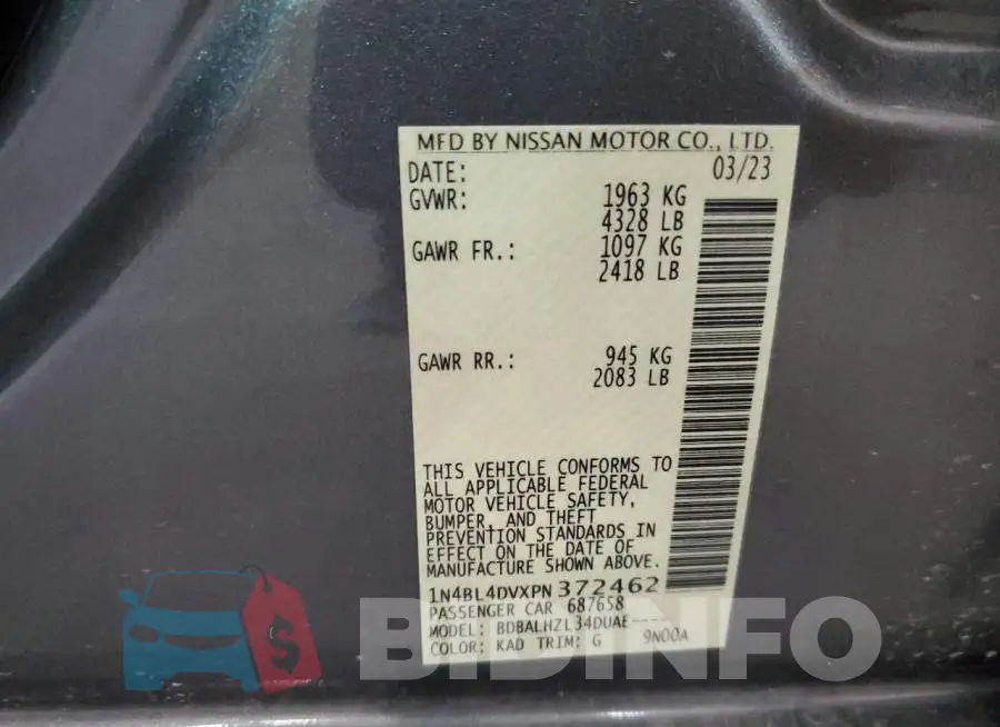 1N4BL4DVXPN372462 Photo# 12