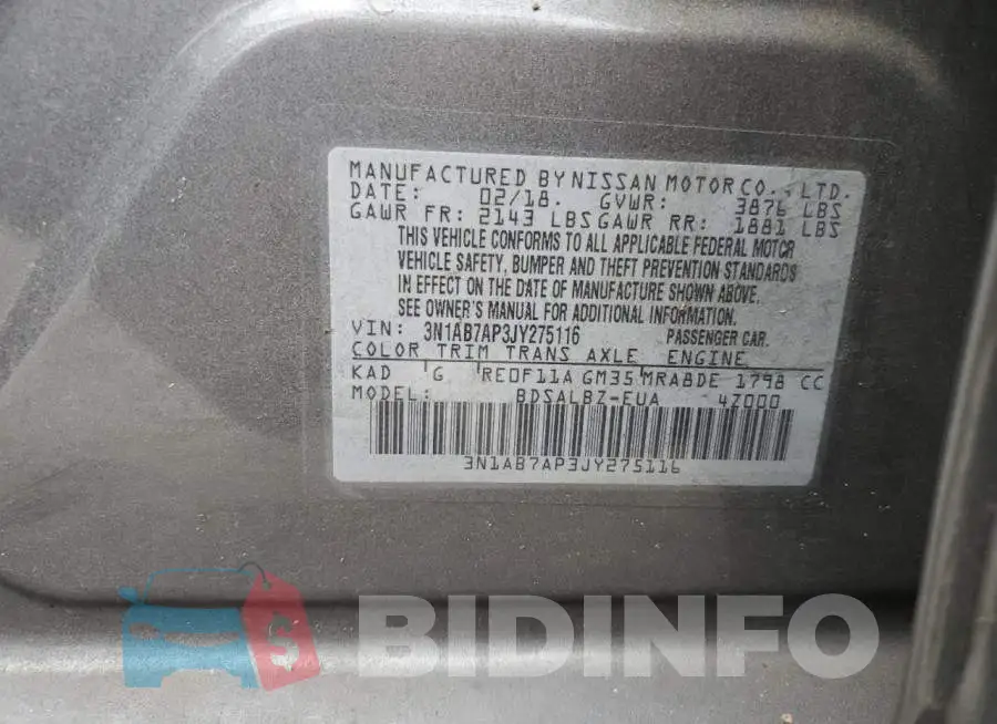3N1AB7AP3JY275116 Photo# 12