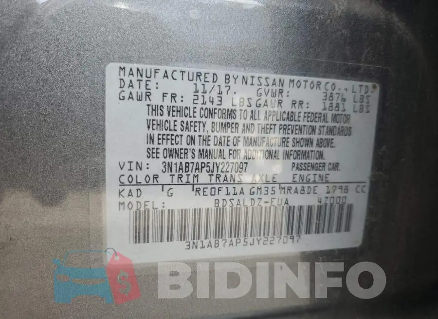 3N1AB7AP5JY227097 Photo# 13