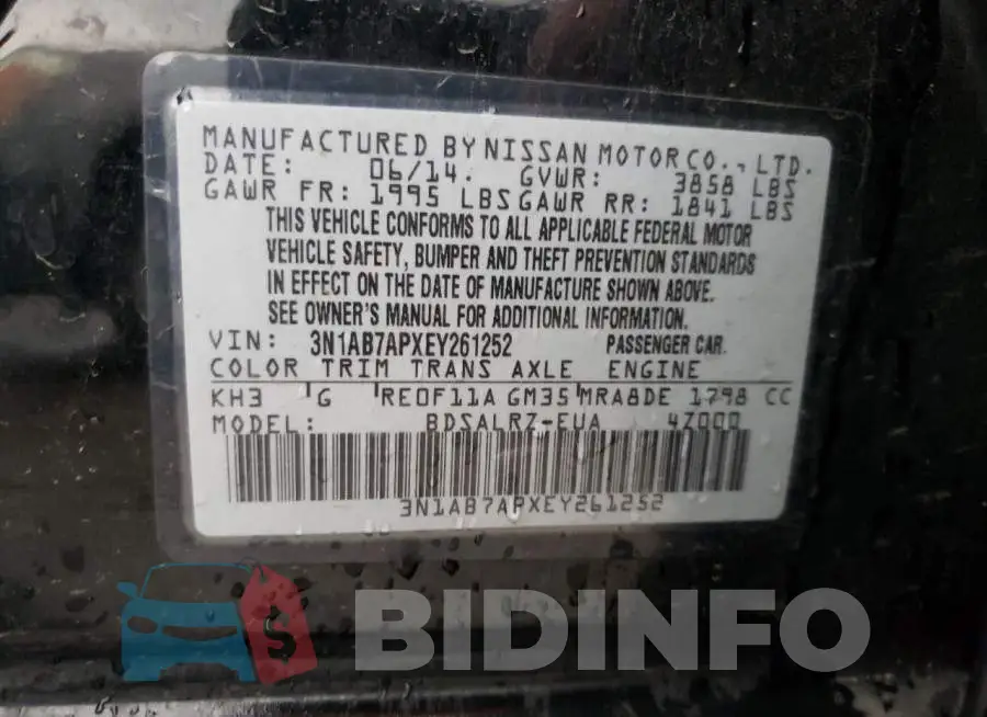 3N1AB7APXEY261252 Photo# 12