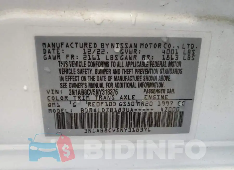 3N1AB8CV5NY318376 Photo# 12