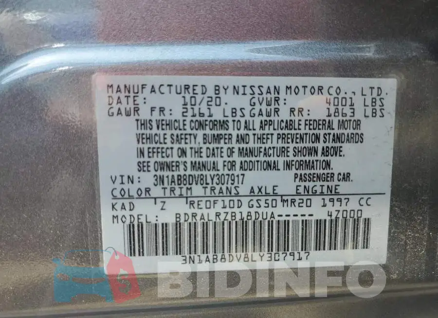 3N1AB8DV8LY307917 Photo# 13