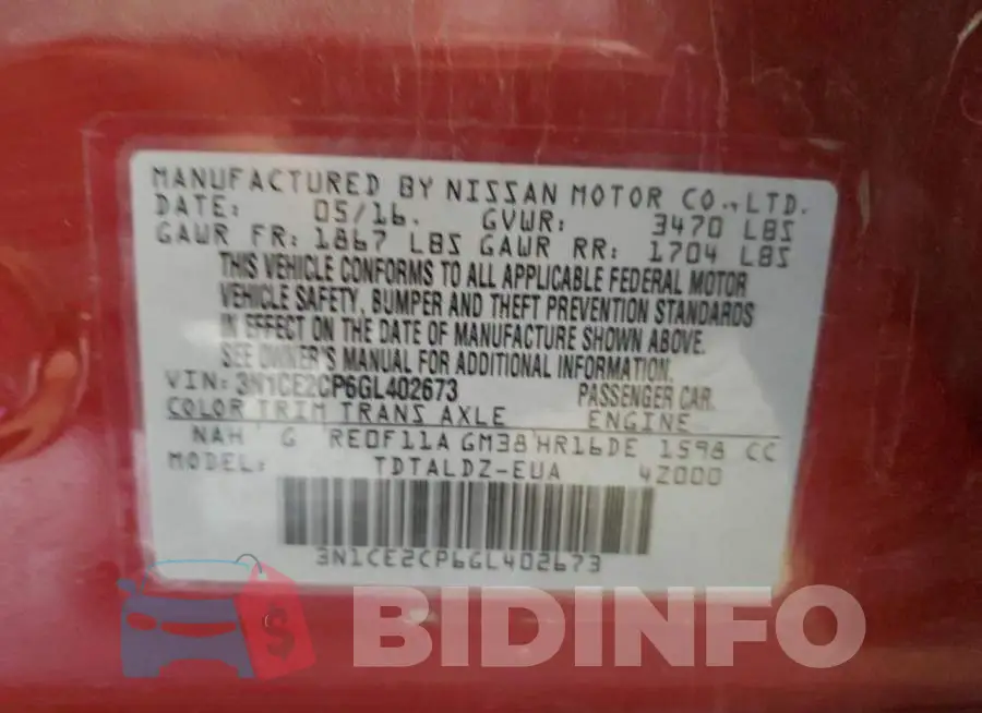 3N1CE2CP6GL402673 Photo# 12
