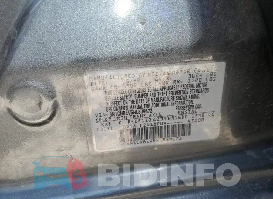 3N1CN8EV5NL839673 Photo# 13