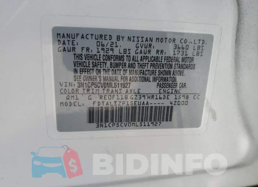 3N1CP5CV0ML511927 Photo# 13
