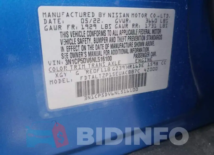 3N1CP5DV6NL516100 Photo# 13