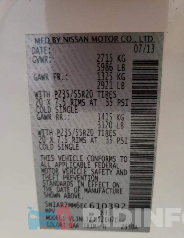 5N1AR2MM6EC610392 Photo# 13