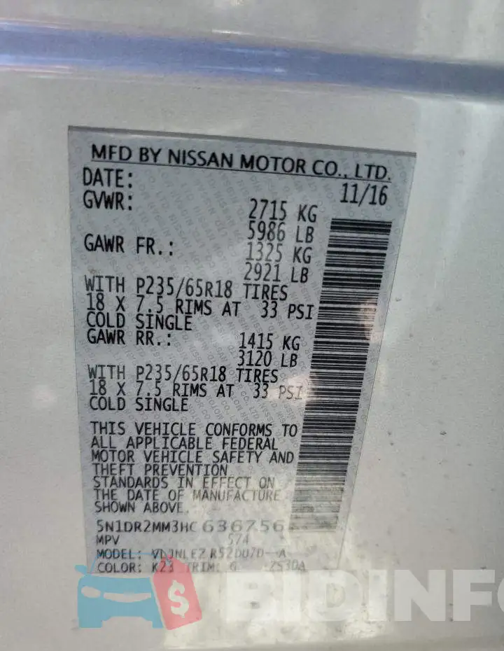 5N1DR2MM3HC636756 Photo# 13