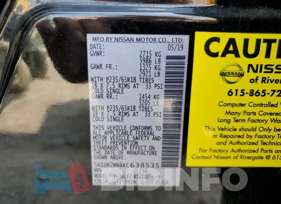 5N1DR2MN8KC638535 Photo# 13