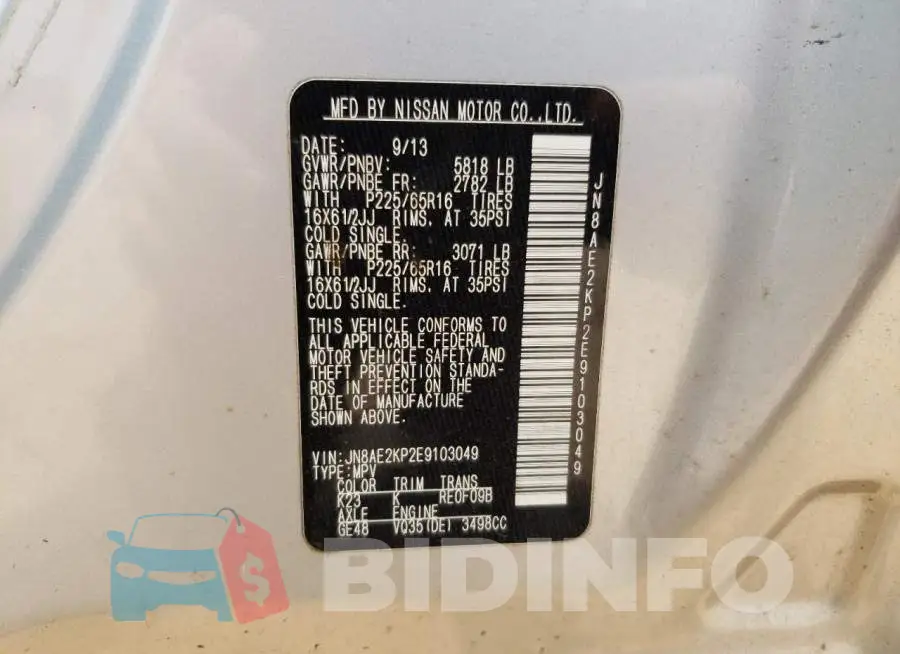 JN8AE2KP2E9103049 Photo# 13