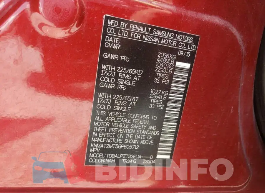 KNMAT2MT5GP605712 Photo# 12