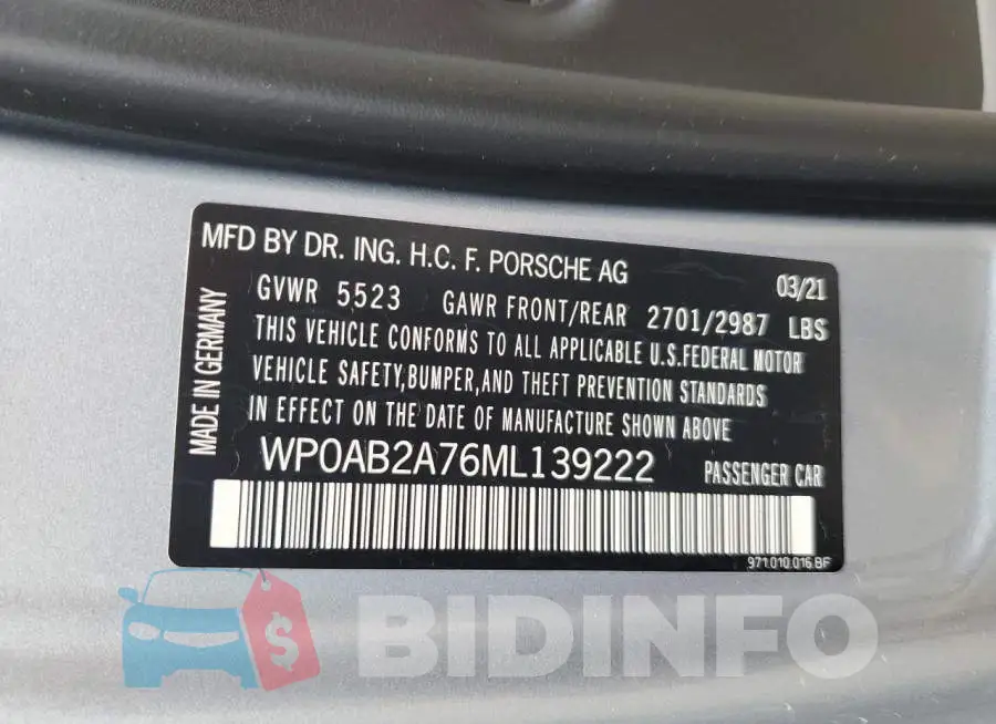 WP0AB2A76ML139222 Photo# 12