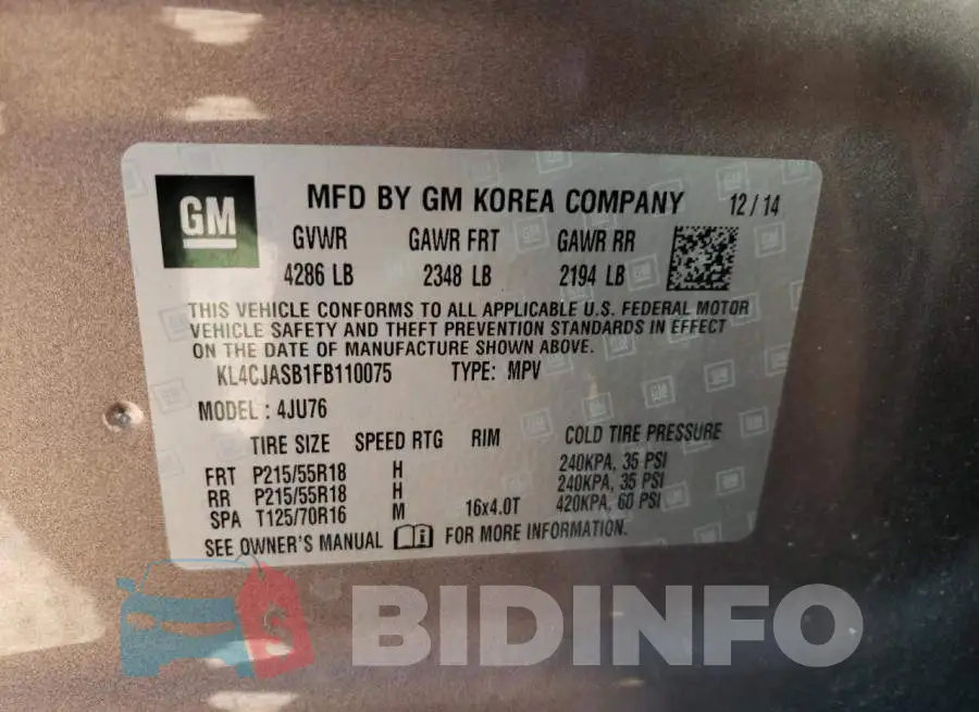 KL4CJASB1FB110075 Photo# 13