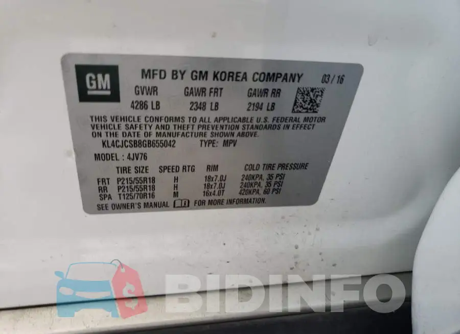 KL4CJCSB8GB655042 Photo# 13